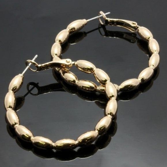 ๐HOLD๐38mm 14k White Gold Overlay Hoop Earrings - Picture 3 of 9